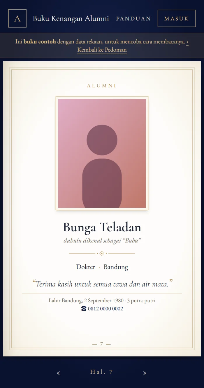 Halaman profil alumni contoh